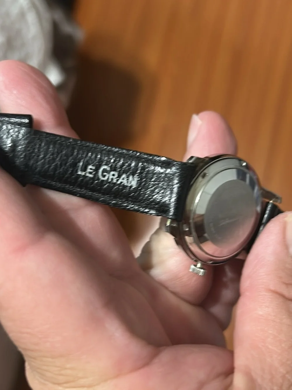 Gold Dial Automatic Watch — Black Leather Strap Le grant